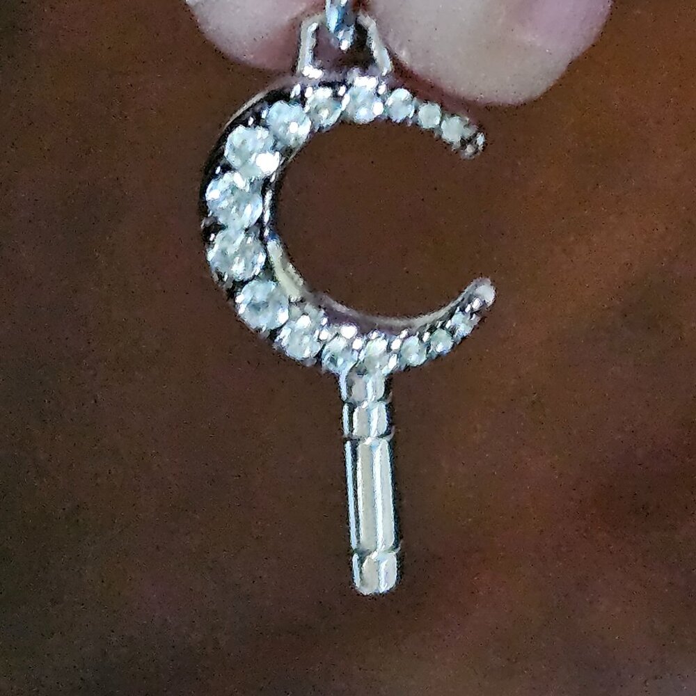 RARE MONICA RICH KOSANN DREAM CRESCENT MOON POCKETWATCH KEY SAPPHIRE 925 CHARM